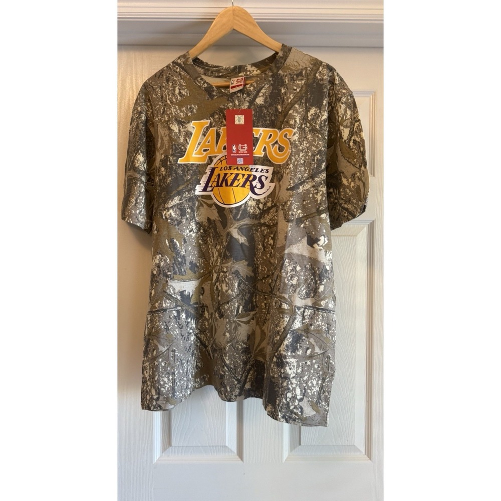 NBA Ultra Game Lakers T-Shirt Mens L Camo Los Angeles Graphic Tee Realtree NBA